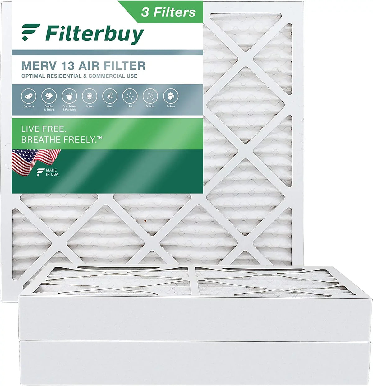 MERV HVAC (3-Pack) Furnace Air AC Filters Pleated Filterbuy 13 12x12x4