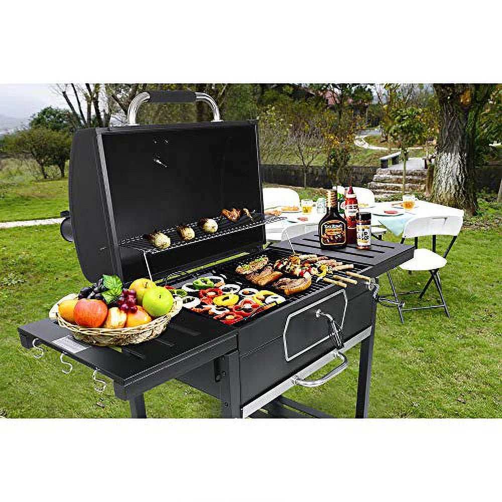 Black, Charcoal Grill, 30-Inch Deluxe CD2030AN Smoker Gourmet Camping BBQ Royal Large Backyard Cooking, Patio Picnic