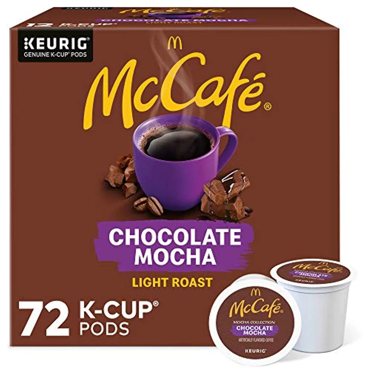 K-Cup Coffee 72 Mocha, Pods, Coffee, Keurig Chocolate Flavored Count Mccafe Single Serve