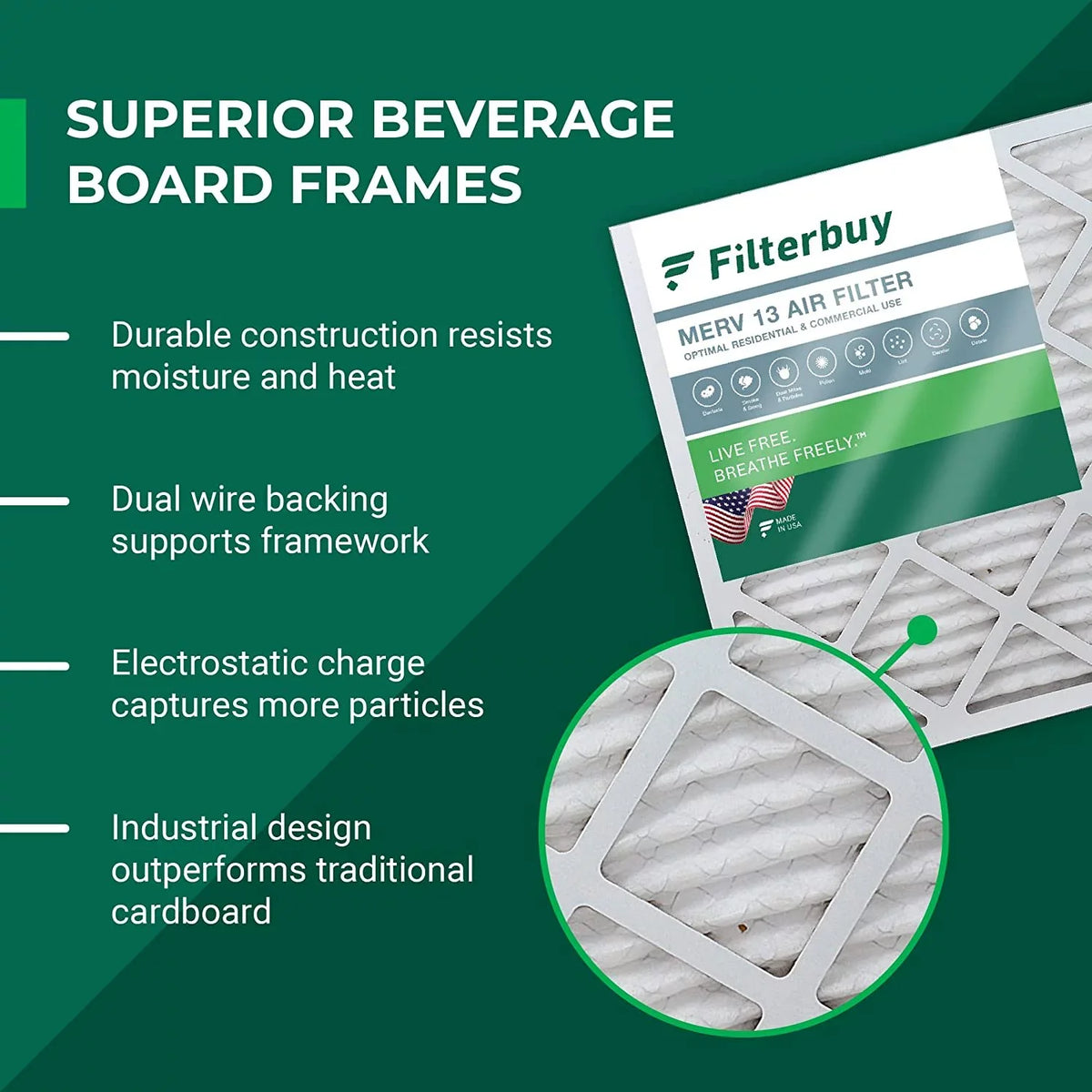 Furnace Filterbuy Air 13 Pleated 16x30x4 AC HVAC (3-Pack) Filters MERV