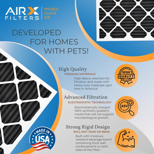 & MERV Air AIR. 6 Made to Eliminator AIRX Carbon 700 16x25x1 FILTERS 16x25x1 Filter AC FPR MPR Filter Furnace 8 by Odor Comparable Premium CLEAN 5 WICKED HVAC Pack Filters USA