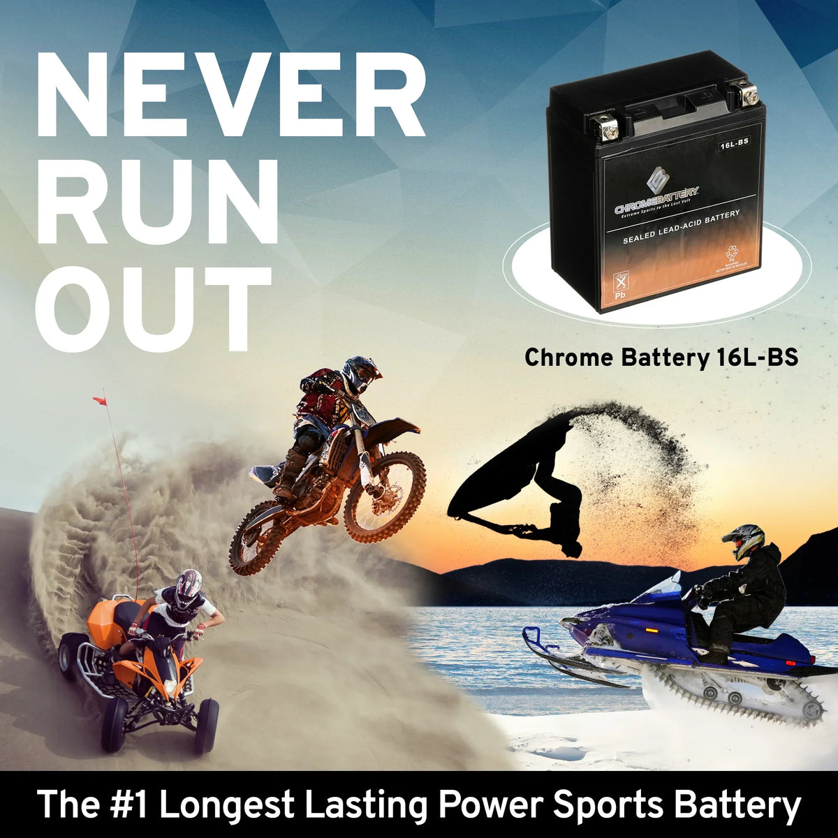 for 1987 12 CCA) Battery Chrome Sx YTX16L-BS Js650 Battery Ah, Jet Kawasaki Volt,14 230 (16L-BS Ski