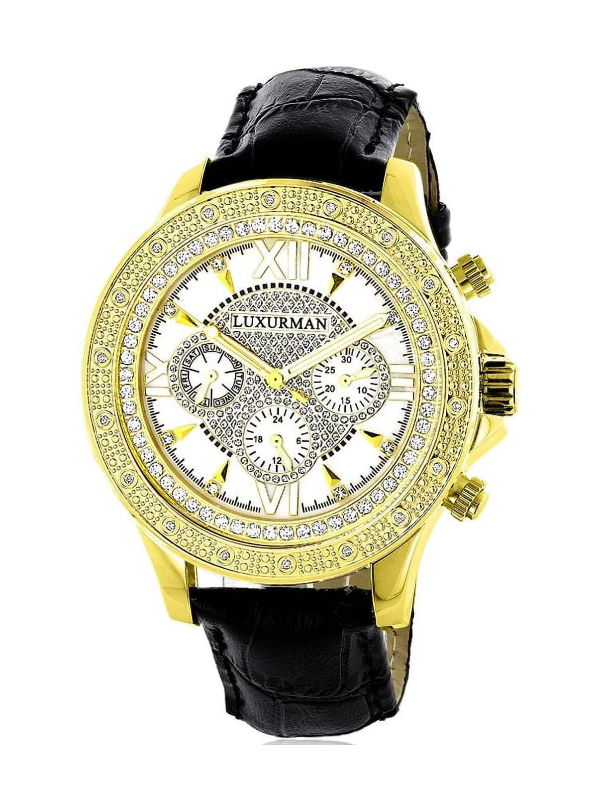 Leather with Diamond Extra Straps Men's Two Black Watch