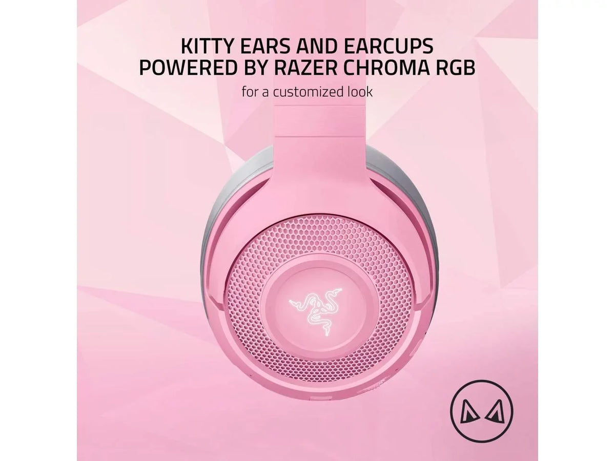 '- - Bluetooth Connection Custom-Tuned Powered Microphone Kraken Beamforming Razer Razer Quartz Latency Drivers - 40mm Edition: 5.0-40ms Chroma Pink - by Kitty BT Low