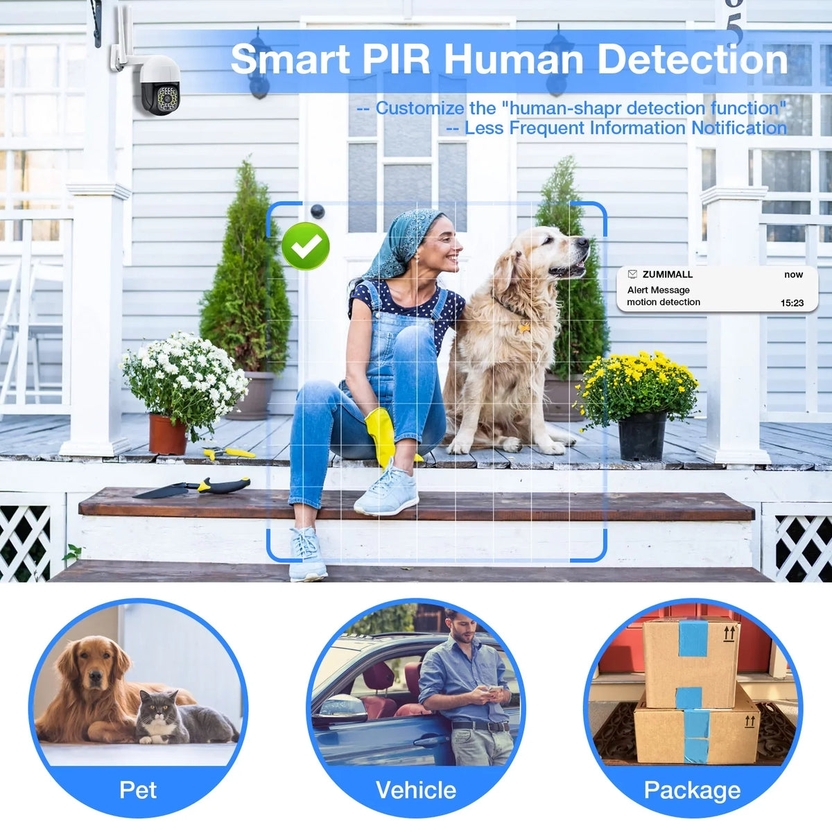 View, Camera Night in) Motion TOPVISION Camera Cameras WiFi, Audio Detection, 2 360° Camera, Security Home Door PTZ WiFi Vision 2K with (2.4Ghz Plug Full Way Siren, Color Outdoor