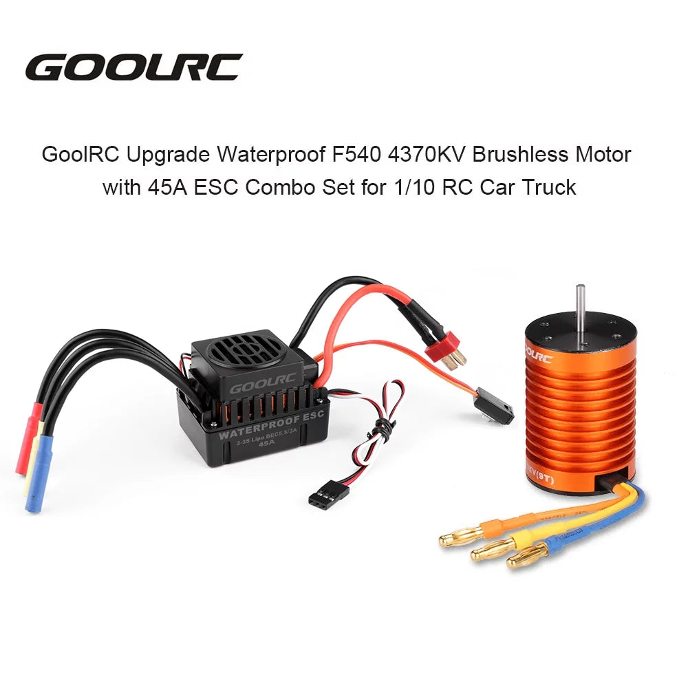 Set Motor Upgrade Brushless F540 Waterproof 4370KV 45A Truck 110 with RC GoolRC for Combo Car ESC