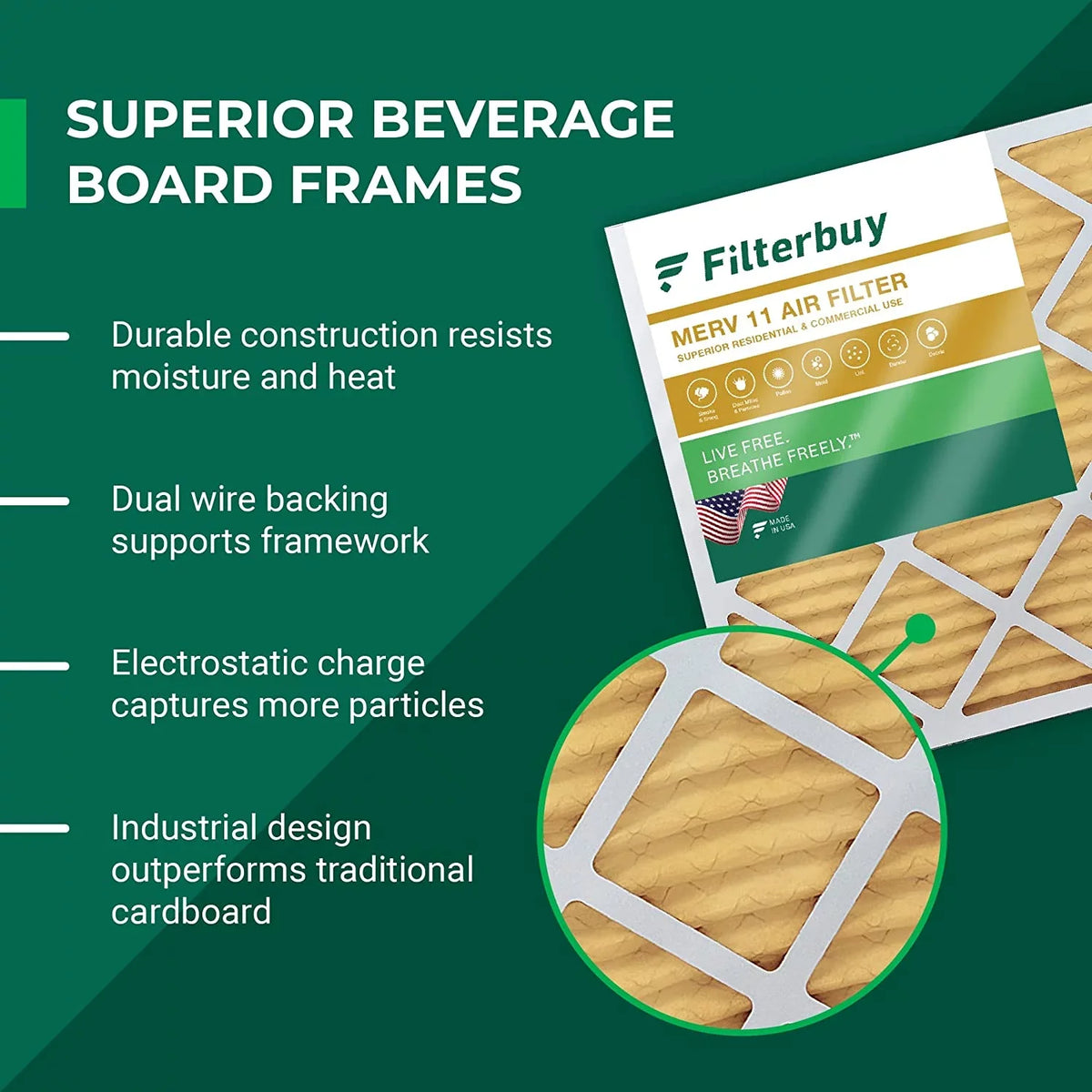 HVAC Air Filters 11 MERV Pleated Filterbuy Furnace (3-Pack) 12x24x2 AC