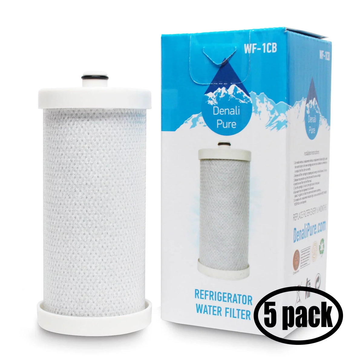 '- Fridge Frigidaire Brand - 5-Pack Filter 218717805 Water Compatible for Water Replacement Filter 218717805 with Refrigerator Pure Cartridge Denali Frigidaire