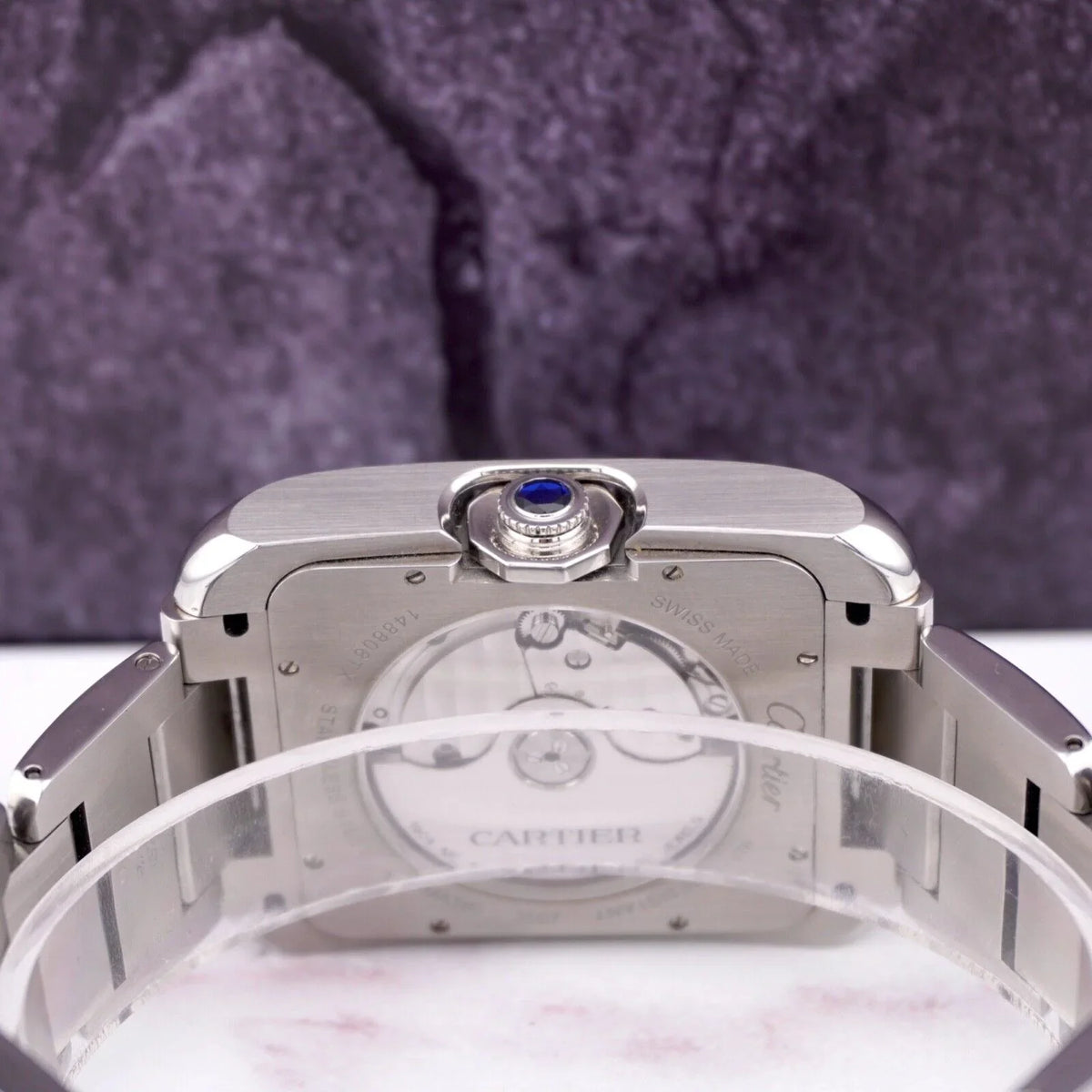 Anglaise Tank Mens 37mm Silver 49mm Cartier Watch by Steel Stainless 3507 Dial
