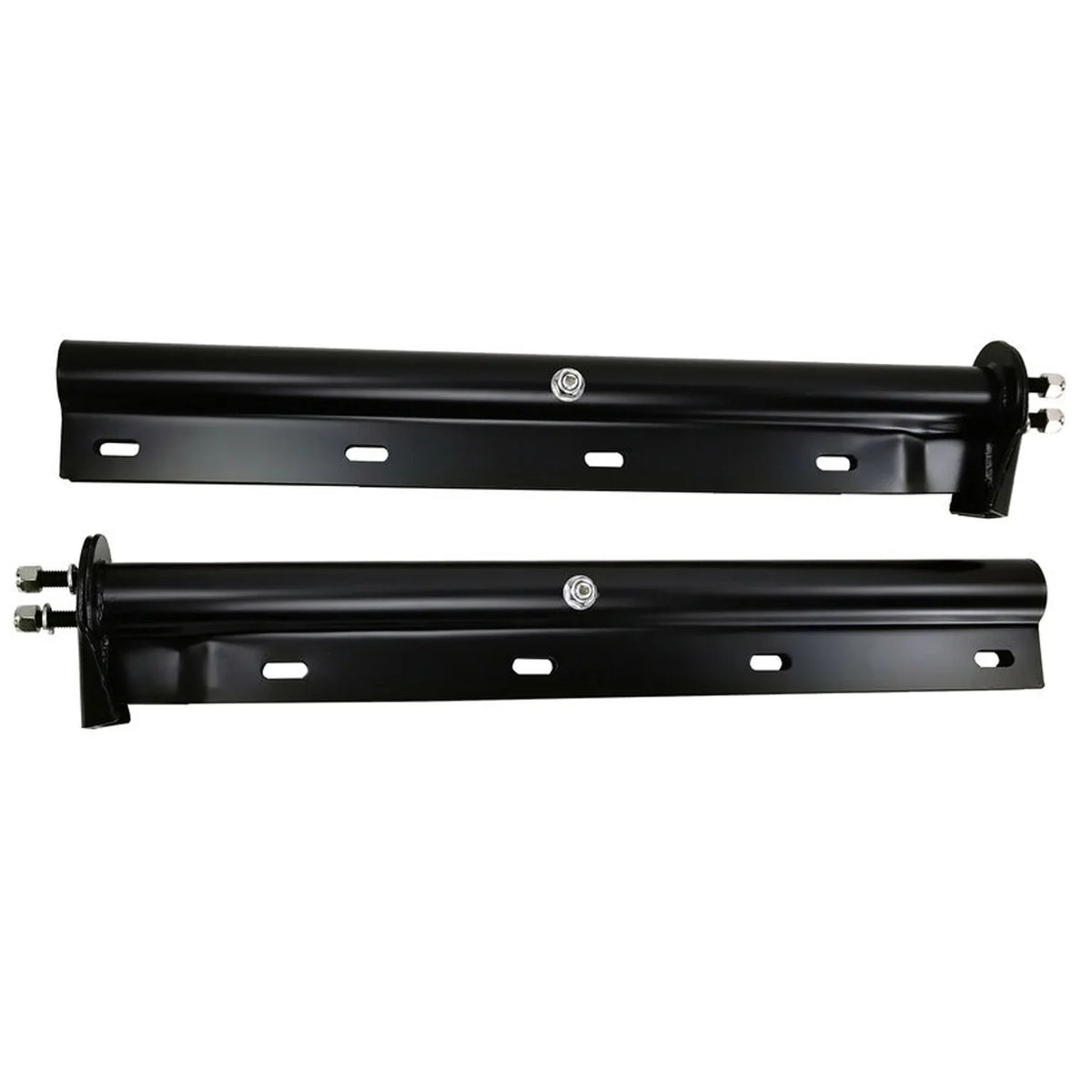 Set Spring Flap Semi Trucks 1-1/8" Bracket Bolt Holder Black Mud Straight Hanger Spacing POWERWORKS Loaded Mudflap for 30" Length