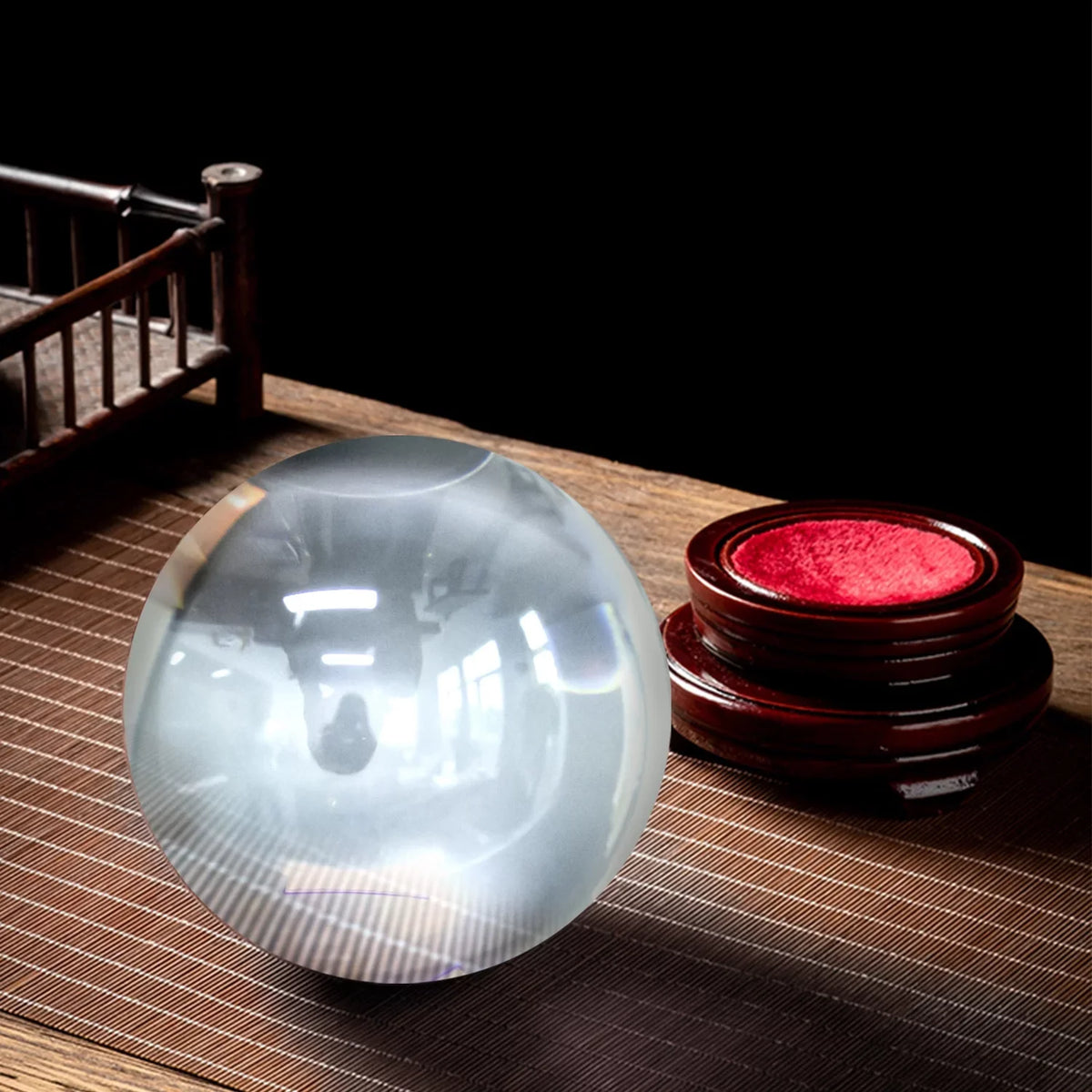 Sphere Stand 150mm Ball Clear Glass bimiti Magic Marbles Crystal Ball, for Wood Glass 5.9" Gift with Large Witch