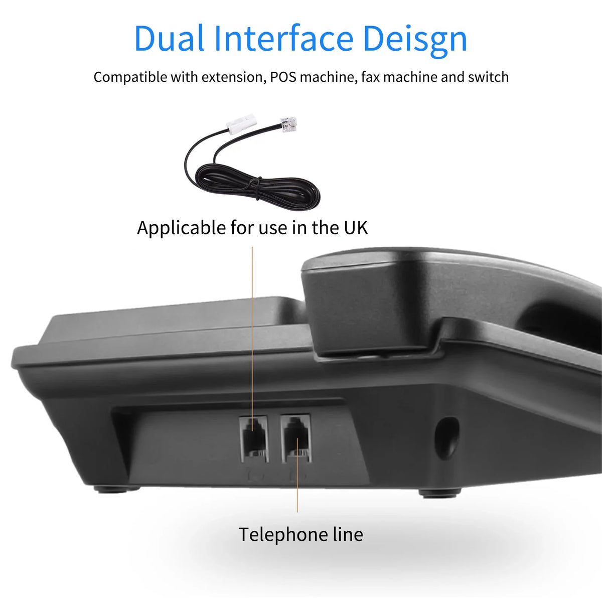 Dual Sound Date Landline Chip Telephone Phone Support Built-in Black DTMF/FSK Control Phone Real-time Hands-Free/Redial/Flash/Speed Home IC Dial/Ring Meterk Desk System Elderly Corded for Seniors