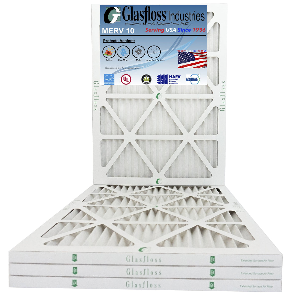 inch) 15.5 Filter 26.5x7/8 Size: x Made - 16x27x1 USA -Qty:4 Air Furnace - Glasfloss 10 (Actual in - MERV