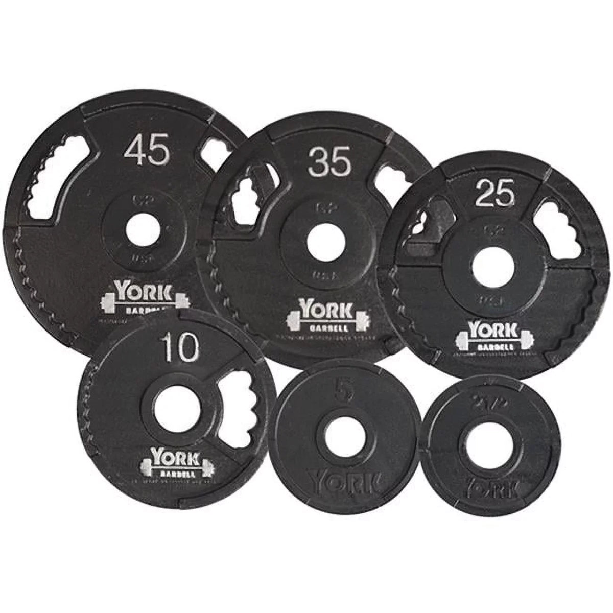 G2 lbs 25 Dual 7423 Barbell Iron Grip York Plate, - Line Cast Olympic Black Thin