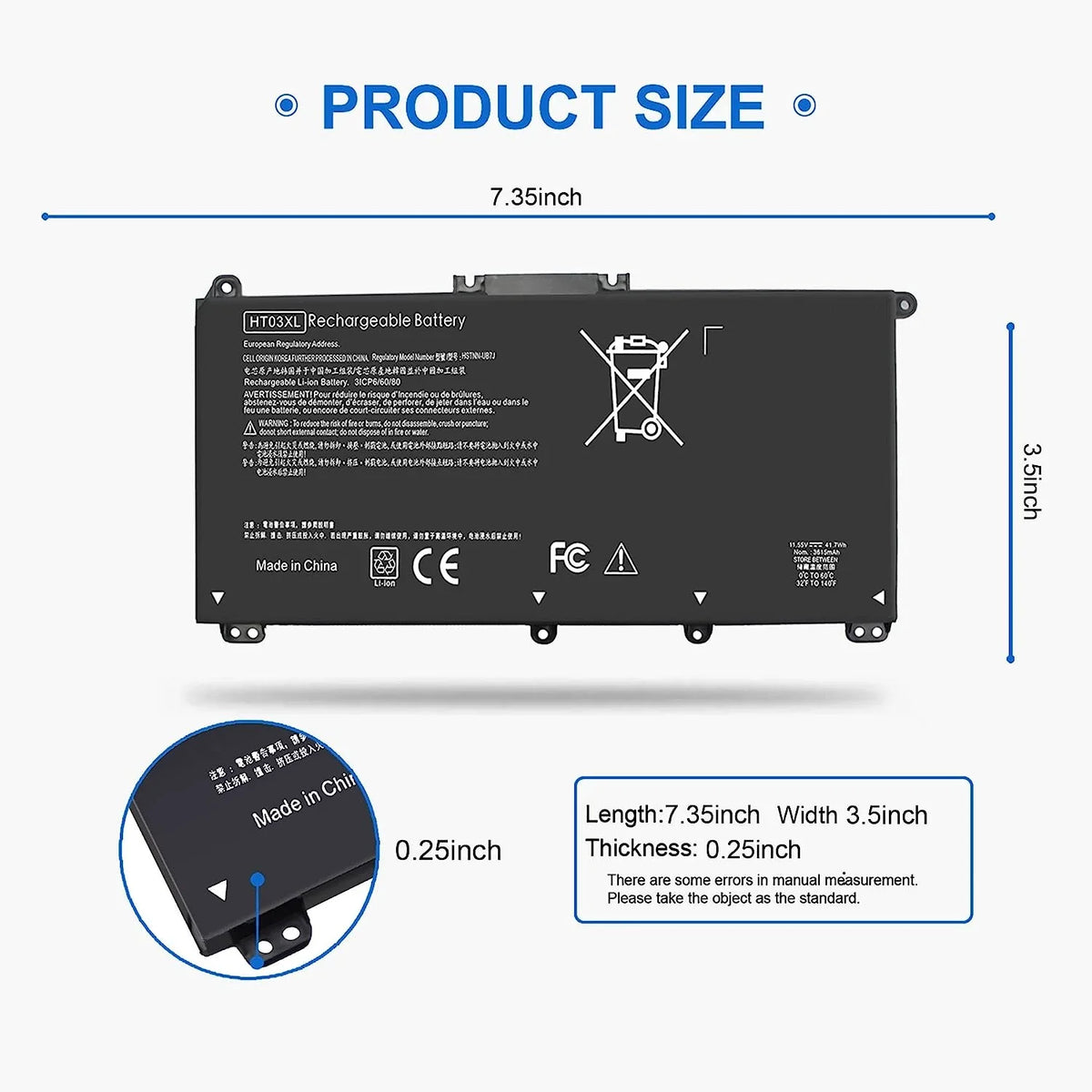 G7 14-CE 240 14-CK Laptop 245 for 15-CS HT03XL y HP Pavilion L11119-855 14-CK0061ST 14-CK0001LA 14-DQ 41.7Wh