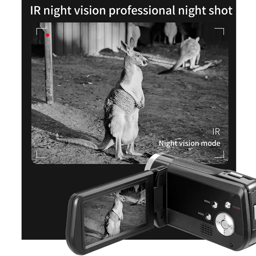 Remote Control, 30X with Battery, 48MP, Carry and Camcorder Bag Night ORDRO Digital 4K IPS AC2 3.0 Vision, Zoom, Included Touchscreen, Digital Inch IR