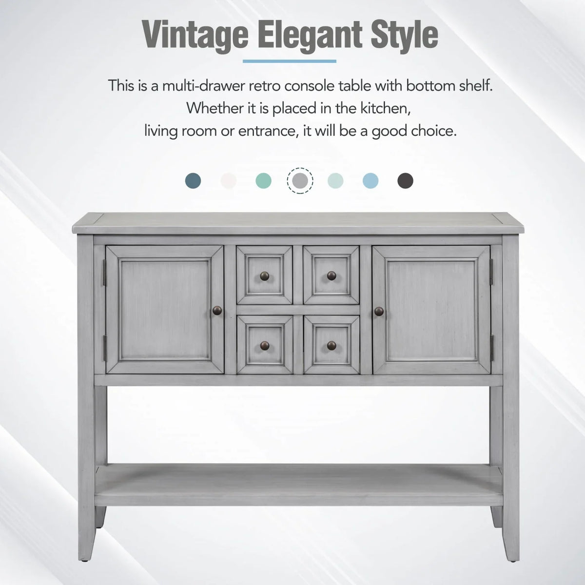 Rooms Small Console (Espresso and Four Drawers Shelf Cambridge Storage OLD with Bottom Ample and Vintage Entrances WF190263AAP) Table for Living TREXM Kitchens Series SKU