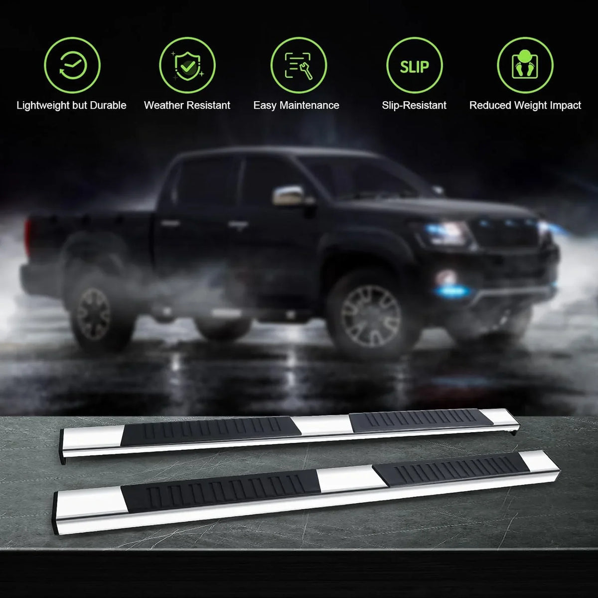 Polished Silverado/Gmc Aluminum Chrome Side 1500 Chevy 2019-2024 2020-2024 ONINE Fit & Silverado/Sierra Sierra Cab Custom bar Boards Nerf Crew Running 2500/3500 Step 6"