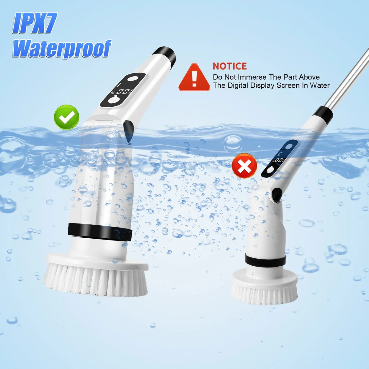 for Scrubber Floor Brush Scrubber, Heads,Shower Electric WLRETMCI Tub Car Long Cordless with Brush Brushes Spin 8 Cleaning Household Kitchen with Cleaning Bathroom Tile Handle