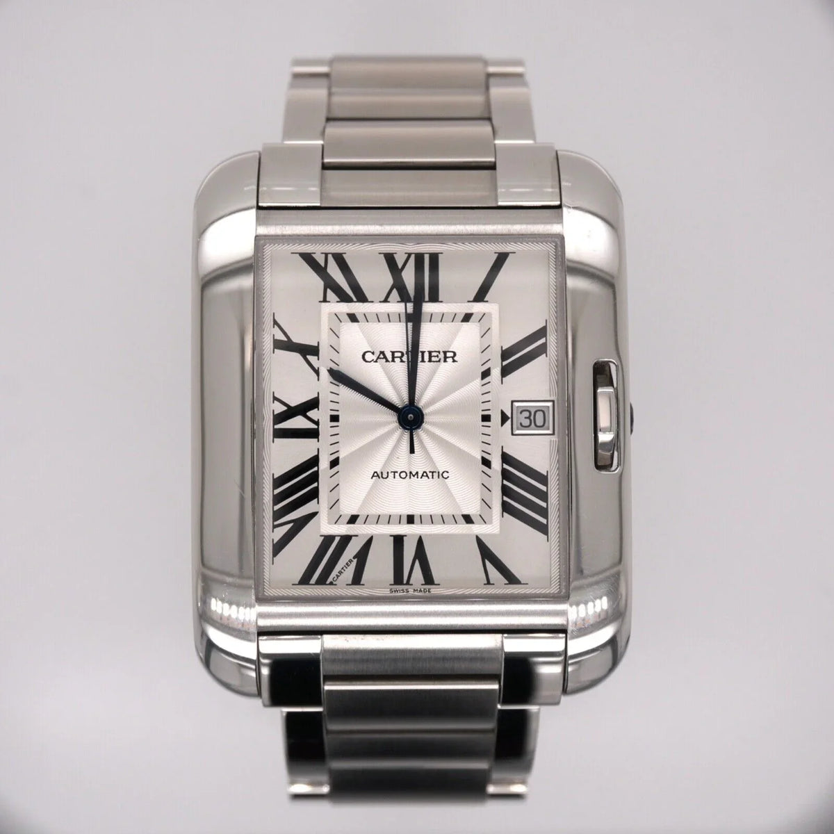 Anglaise Tank Mens 37mm Silver 49mm Cartier Watch by Steel Stainless 3507 Dial