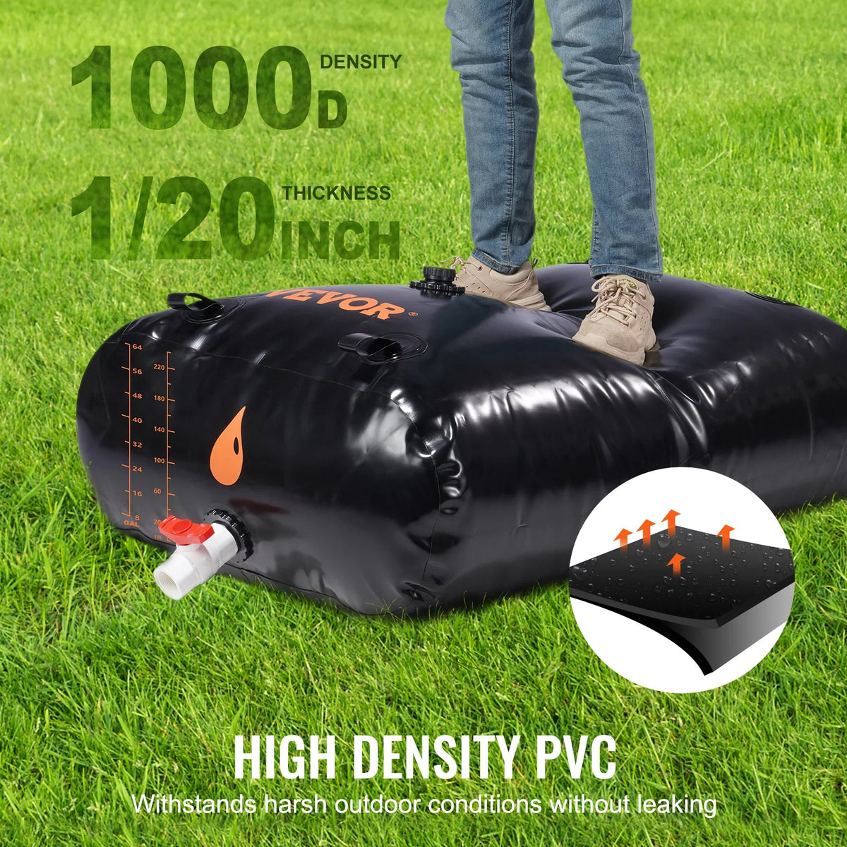 Bag,143 Kit,Water Water Storage Portable BENTISM Water Gallon Including Overflow Rainwater and PVC Capacity Large Bladder Storage Bladder Containers,1000D Spigots Tank Water