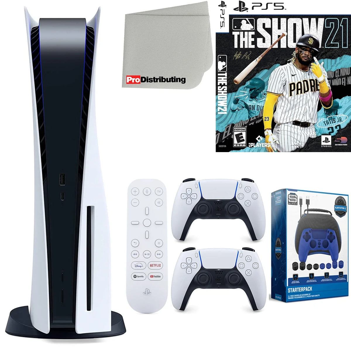 Microfiber Kit 21, 5 Cloth Disc) MLB Media Accessory Disc Cleaning PS5 Remote, with White Bundle and Controller, The Version (Sony Sony Extra Playstation Starter Show