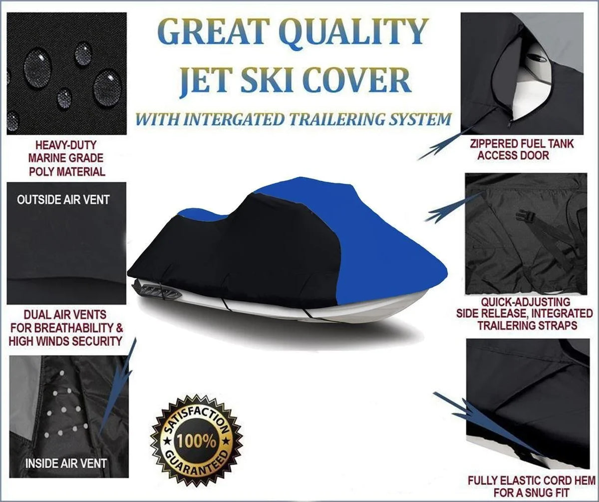 Bombardier Cover for 2015 Jet PWC 2016 Compatible 2019 HEAVY-DUTY GTI Sea 2014 Doo 2018 2017 Ski Watercraft BLUE 2011 2013 155 Sea-Doo SE Cover BLACK / 2012