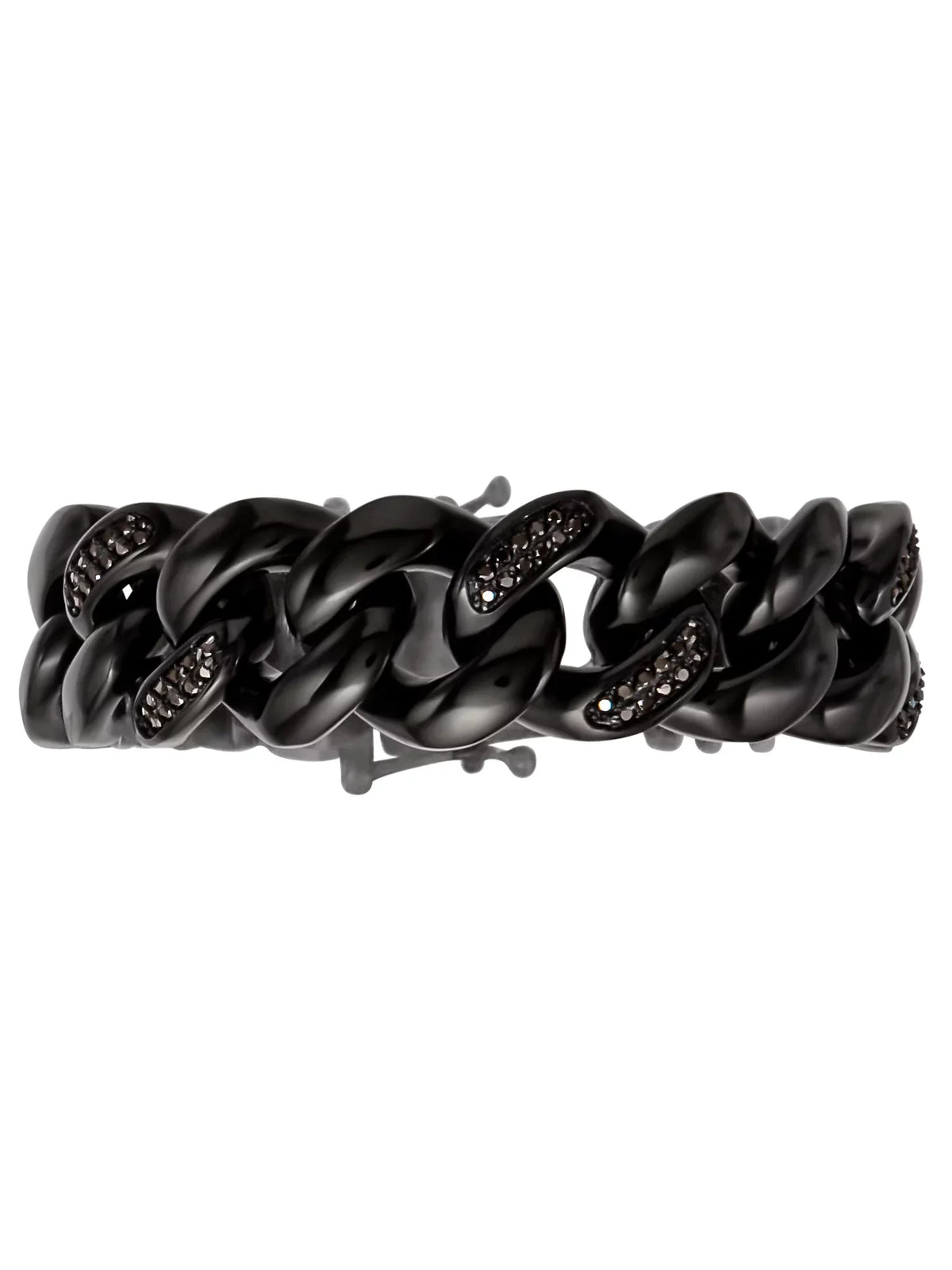 Diamond Men's Shaquille Simulated IP Stainless Steel Black Bracelet Plated O'Neal Curb